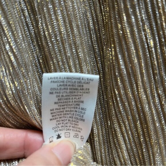 Joie shimmer gold mock neck long sleeve blouse Sz M - Picture 8 of 10